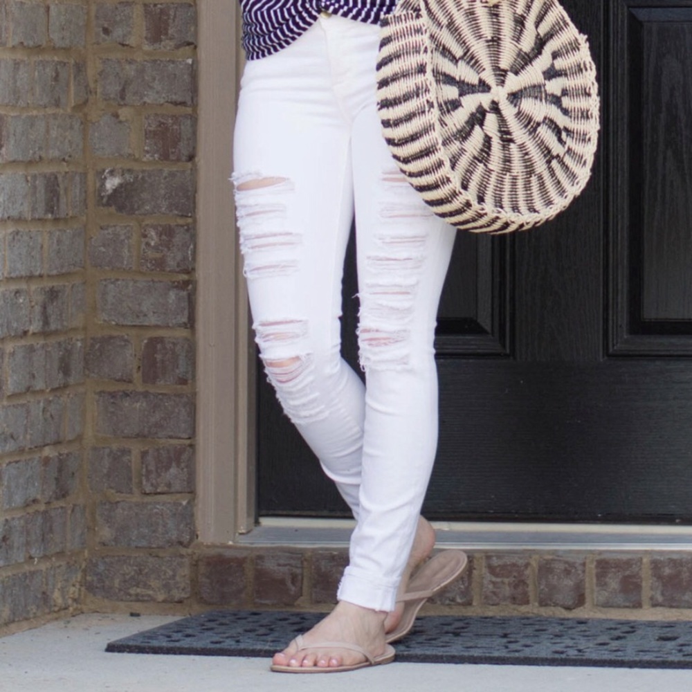 Frame Denim Le Color Ripped Skinny Jeans